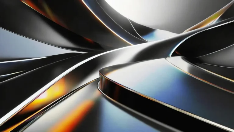 abstract metallic chrome flowing shapes with reflective futuristic design wallpaper