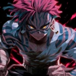 akaza demon slayer upper moon with glowing eyes intense aura anime wallpaper