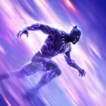black panther running with glowing vibranium energy motion blur purple light marvel superhero wallpaper