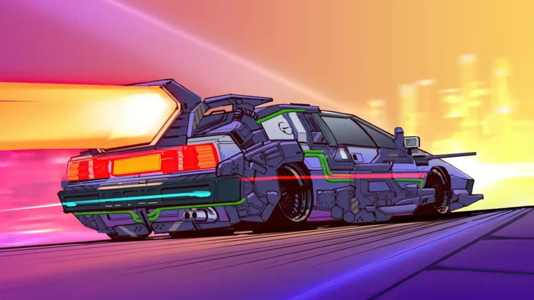 cyberpunk retro car drifting on neon highway with futuristic glow wallpaper