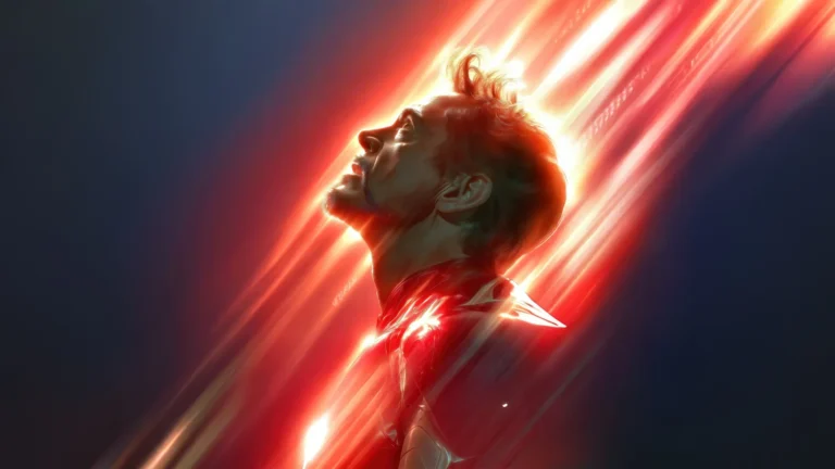 iron man glowing energy beam cinematic portrait with arc reactor light wallpaper