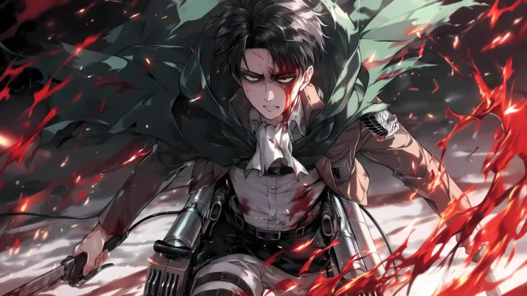 levi ackerman intense fight scene attack on titan blood action 4k wallpaper