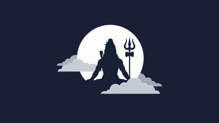 lord shiva moon silhouette minimal spiritual meditation trident clouds night 4k wallpaper