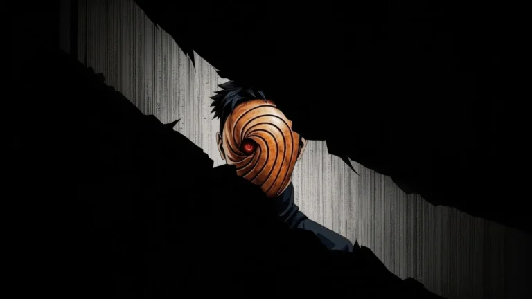 obito uchiha spiral mask red sharingan eye dark shadow naruto anime wallpaper