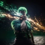 roronoa zoro green aura sword one piece anime glowing katana power 4k wallpaper