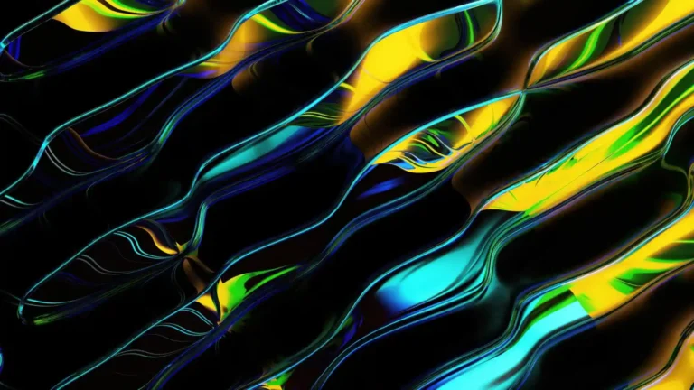 Abstract neon liquid wave patterns with glowing futuristic reflections wallpaper