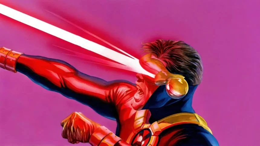 Cyclops from Marvel X-Men firing powerful optic blast in vibrant comic art style wallpaper