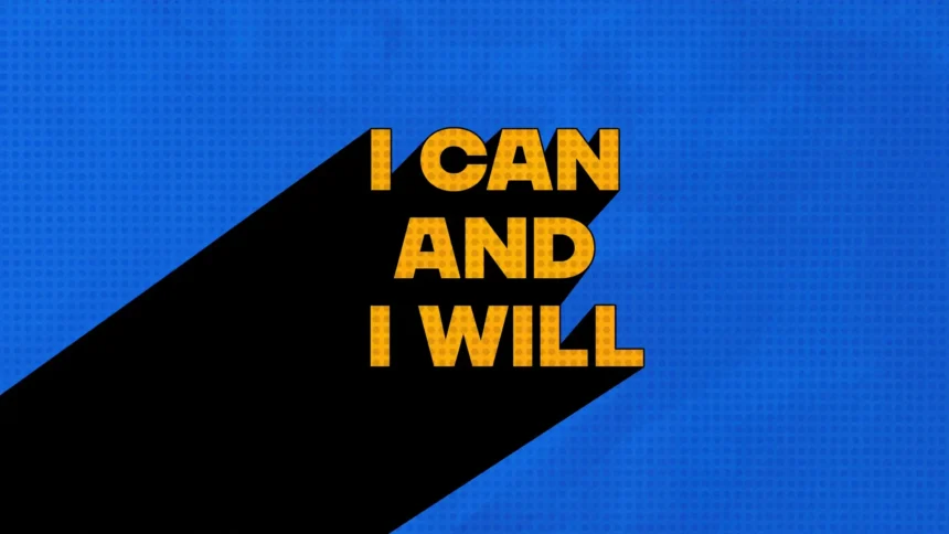 Minimal motivational quote saying I Can And I Will with bold typography and dramatic shadow wallpaper