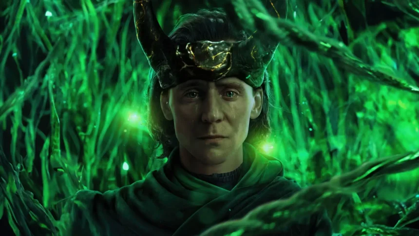 loki yggdrasil multiversal world tree green energy branches mystical marvel character cinematic glowing scene uhd wallpaper