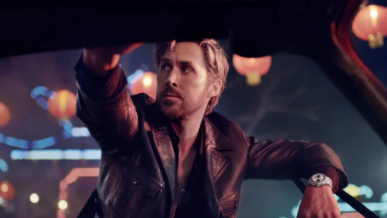 ryan gosling cinematic look neon lighting portrait leather jacket moody night city aesthetic uhd wallpaper
