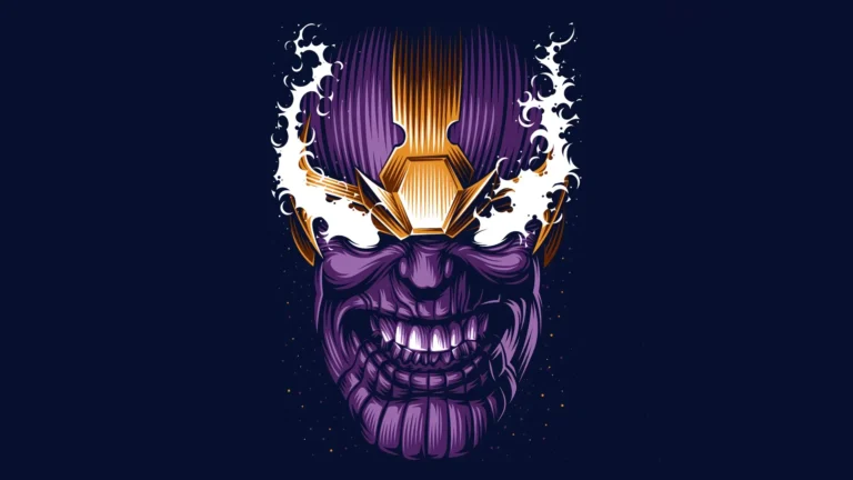 thanos skull minimal illustration purple gold marvel villain dark aesthetic uhd wallpaper