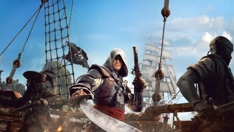 Edward Kenway standing aboard a pirate ship in Assassins Creed Black Flag wallpaper