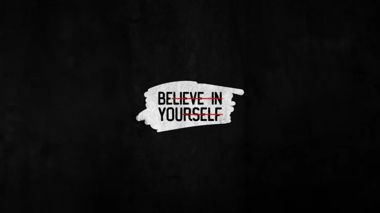 Minimal black motivational wallpaper with Believe in Yourself inspirational quote