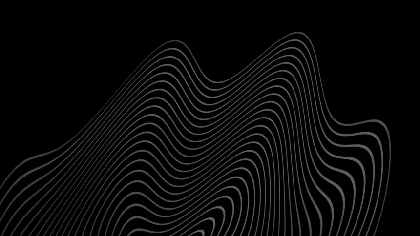 Abstract dark minimal wave lines flowing across a black background with elegant curved patterns wallpaper