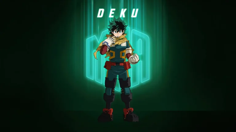 Deku standing with glowing One For All energy in My Hero Academia wallpaper