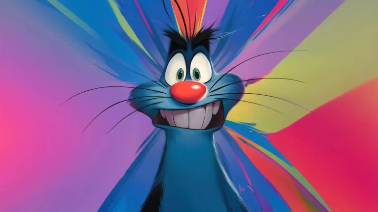 Colorful Oggy smiling in vibrant pop art style wallpaper