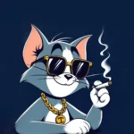 Cool Tom from Tom and Jerry wearing sunglasses and gold chain cartoon wallpaper