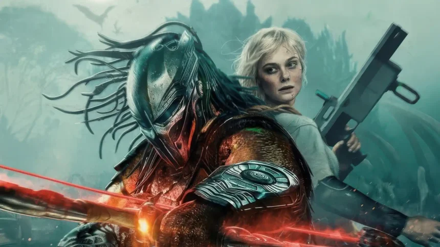 Yautja Predator and Thia standing together in the Badlands sci-fi UHD wallpaper