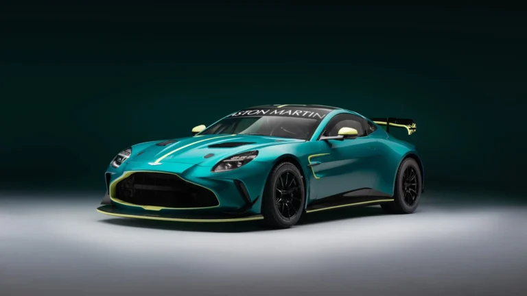 Aston Martin Vantage GT4 Racing Edition in a studio with racing aero kit UHD wallpaper