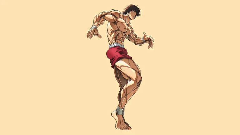 Baki Hanma showcasing his legendary muscular physique in a minimalist anime artwork UHD wallpaper