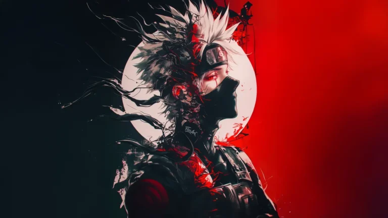 Kakashi Hatake with Mangekyo Sharingan, dark chakra, and crimson energy UHD wallpaper