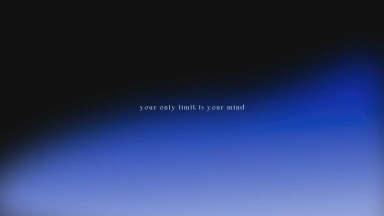 Your Only Limit Is Your Mind motivational quote displayed over a minimalist blue and black gradient background wallpaper.